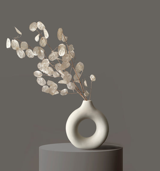 Lunaria in White Ceramic Vase