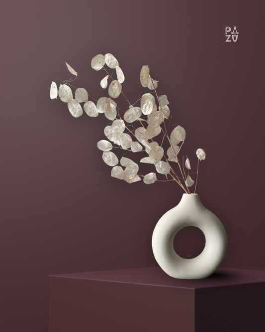 Lunaria in White Ceramic Vase